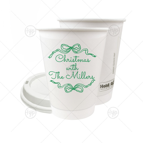 Holiday Bow Ribbon Cup 12-oz. Double Wall Paper Hot Cup (Ink)