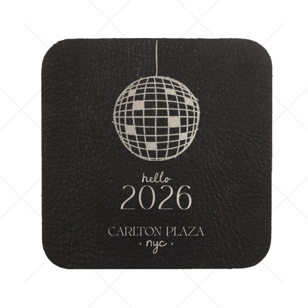 Hello New Year 2026 Coaster Square Leather Coaster (Foil)