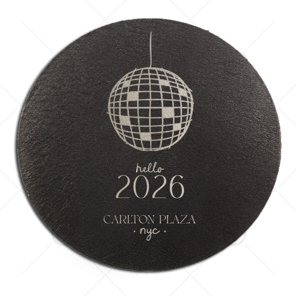 Hello New Year 2026 Coaster Round Leather Coaster (Foil)
