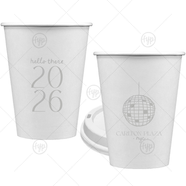 Hello New Year 2026 Cup 12-oz. Single Wall Paper Hot Cup (Ink)