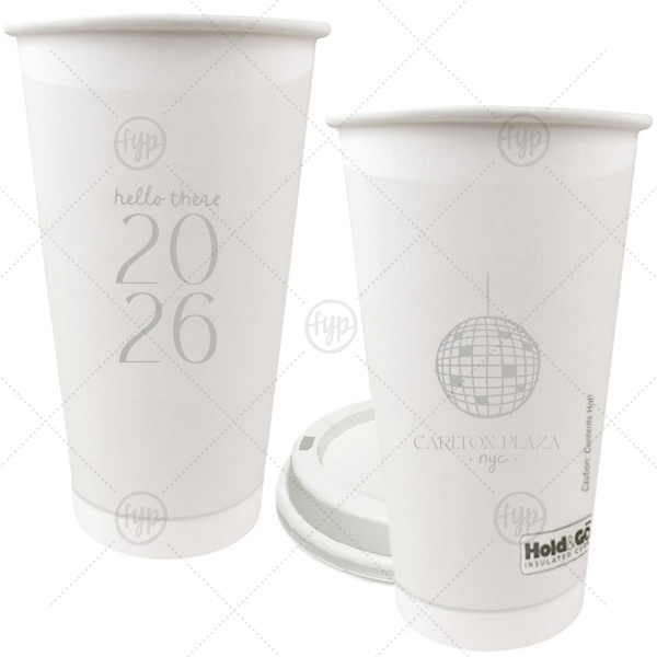 Hello New Year 2026 Cup 20-oz.Double Wall Paper Hot Cup (Ink)