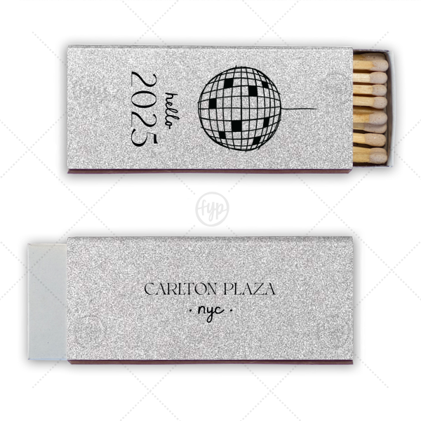 Hello New Year 2025 Glitter Match Candle Matchbox (Foil)
