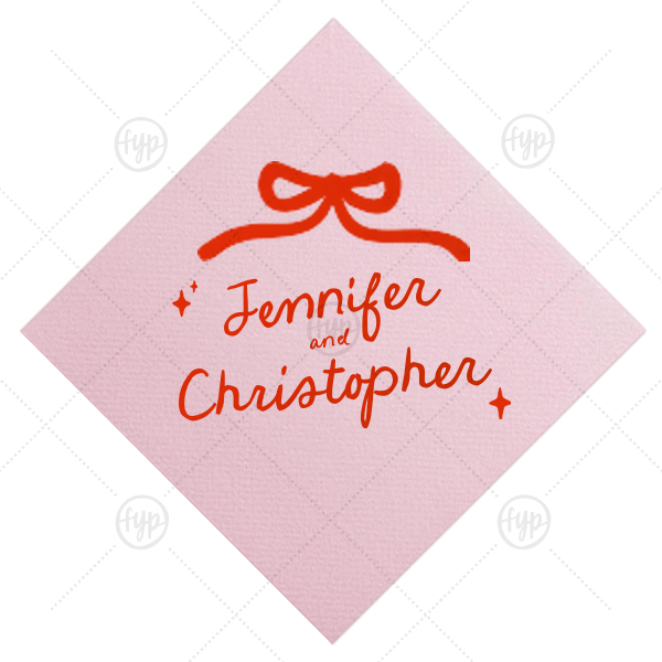 Hand-drawn Twinkle & Bow Napkin Cocktail Napkin (Foil)
