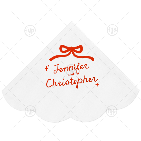 Hand-drawn Twinkle & Bow Napkin Scalloped Luncheon Napkin (Foil)