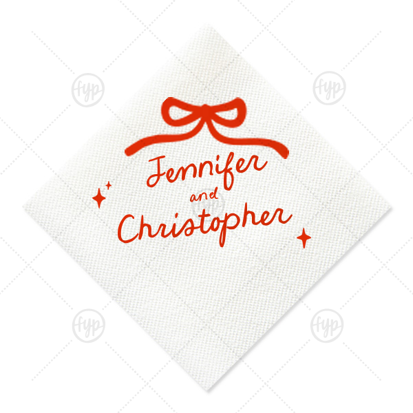 Hand-drawn Twinkle & Bow Napkin Petite Cocktail Napkin (Foil)