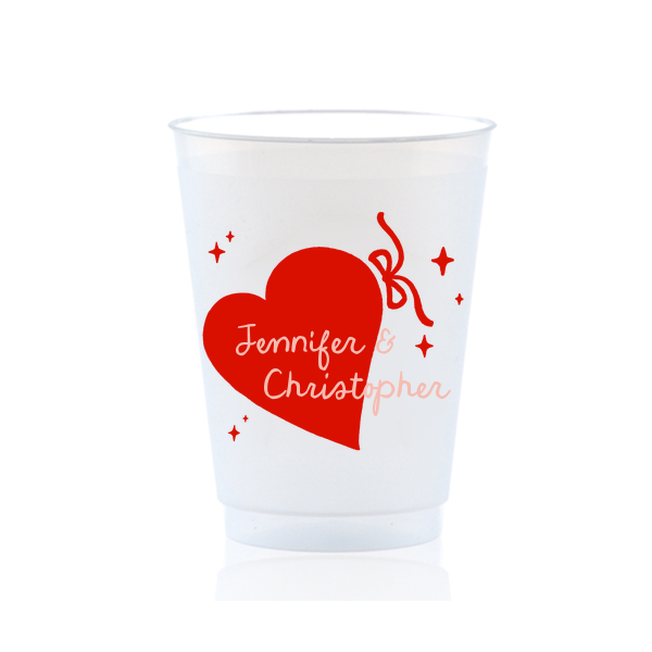 Hand-drawn Heart & Bow Cup Custom Photo Cup - 16oz Frost Flex