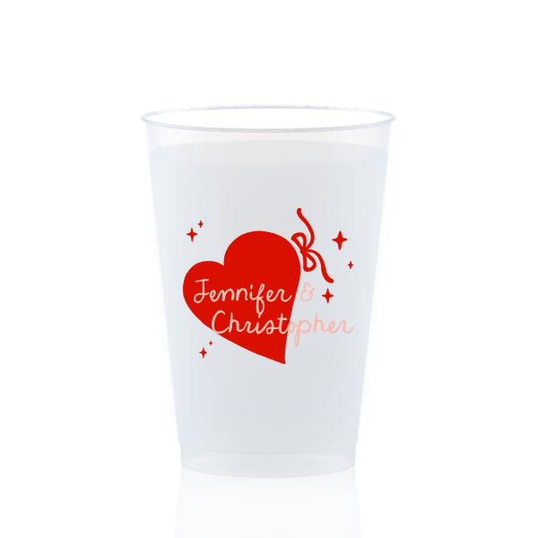 Hand-drawn Heart & Bow Full Color Cup 12-oz. Frosted Cup (Photo)