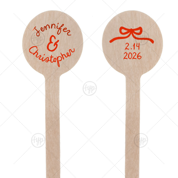 Hand-drawn Bow & Names Stir Stick Round Stir Stick (Foil)
