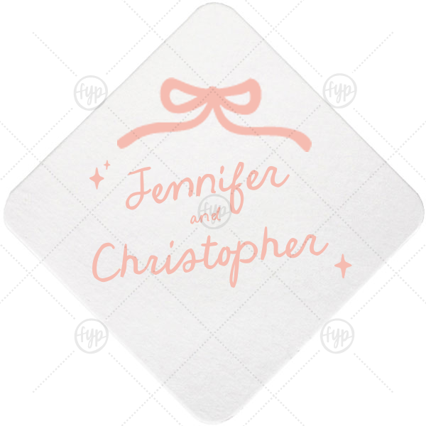 Hand-drawn Twinkle & Bow Coaster Square Coaster (Foil)
