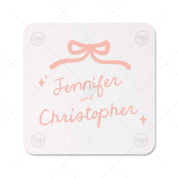 Hand-drawn Twinkle & Bow Coaster Square Coaster (Foil)