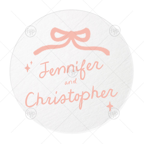 Hand-drawn Twinkle & Bow Coaster Round Coaster (Foil)