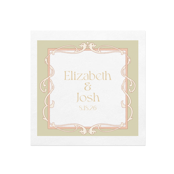 Art Nouveau Frame Full Color Napkin Cocktail Napkin (Photo)
