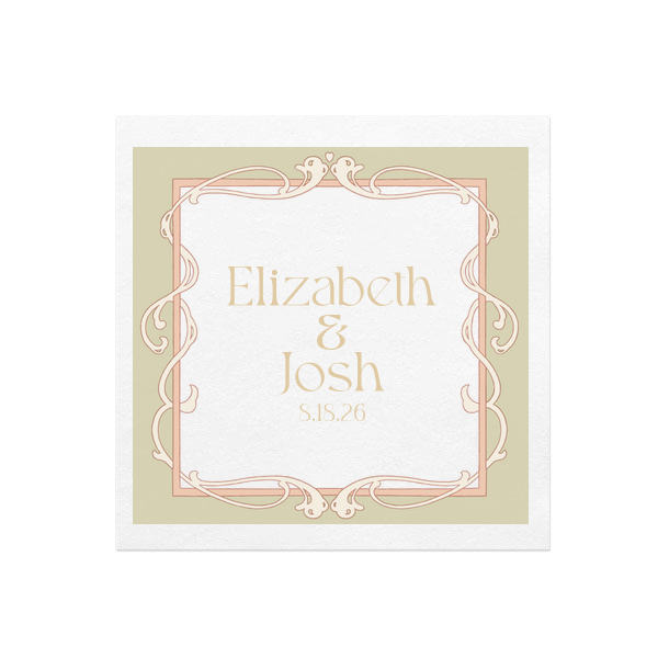 Art Nouveau Frame Full Color Napkin Luncheon Napkin (Photo)