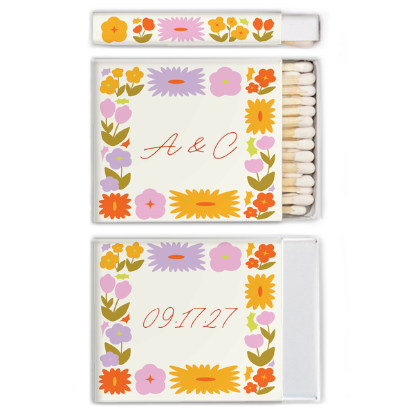 Flower Garden Border Photo Match Square Matchbox (Photo)