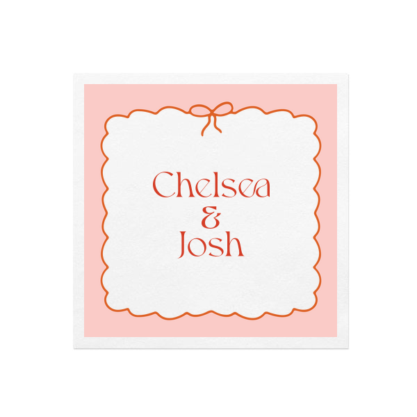 Pink Border & Ribbon Photo Napkin Luncheon Napkin (Photo)