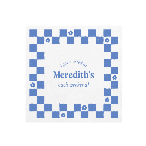 Checkered Floral Border Full Color Napkin Luncheon Napkin (Photo)