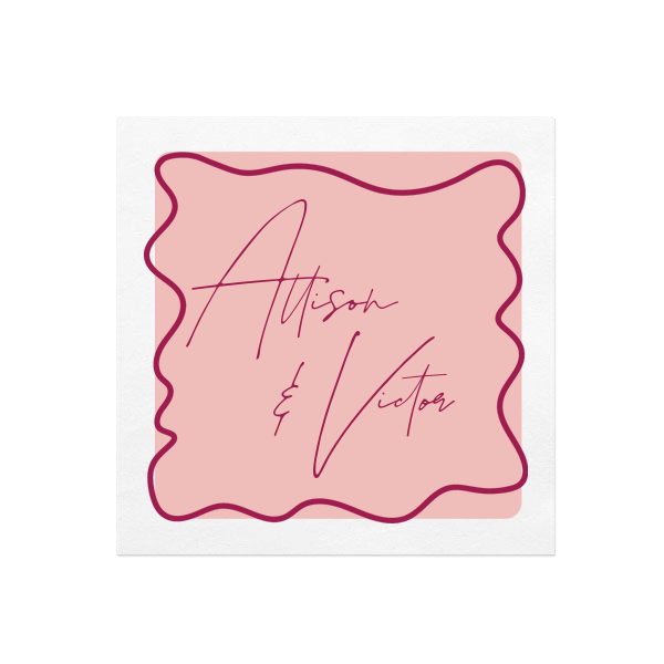 Scribble Ribbon Photo Napkin Cocktail Napkin (Photo)