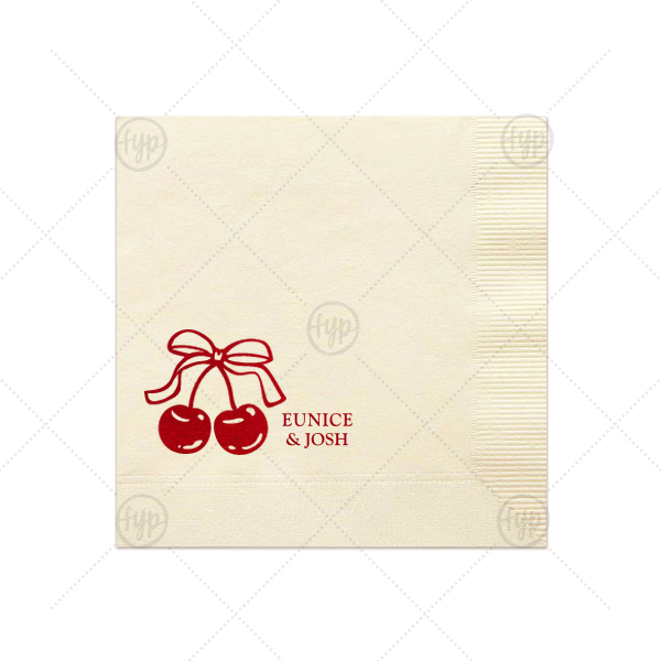 Cherry Bow Names Napkin Cocktail Napkin (Large Print)