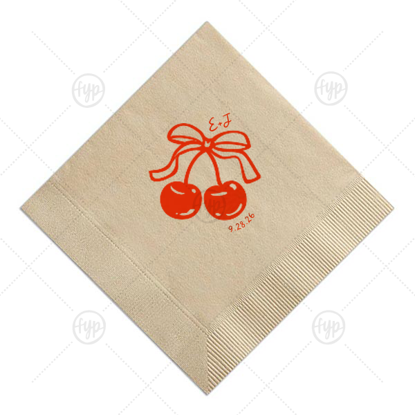 Cherry Bow Initials Napkin Luncheon Napkin (Foil)