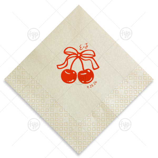 Cherry Bow Initials Napkin Luncheon Napkin (Foil)