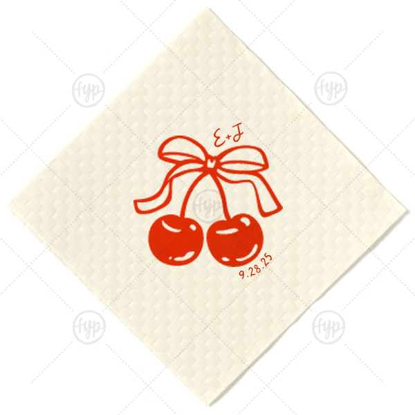 Cherry Bow Initials Napkin Cocktail Napkin (Foil)