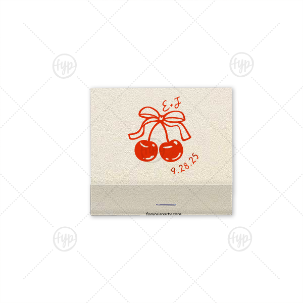 Cherry Bow Initials Matchbook 30-Strike Matchbook (Foil)