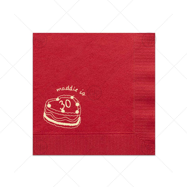Cherry Cake Napkin Cocktail Napkin (Foil)