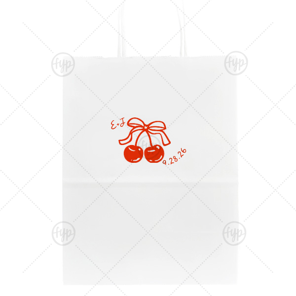 Cherry Bow Initials Bag Gift Bag (Foil)