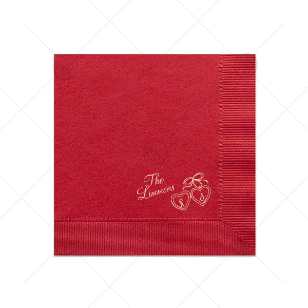 Heart Locket Napkin Cocktail Napkin (Foil)