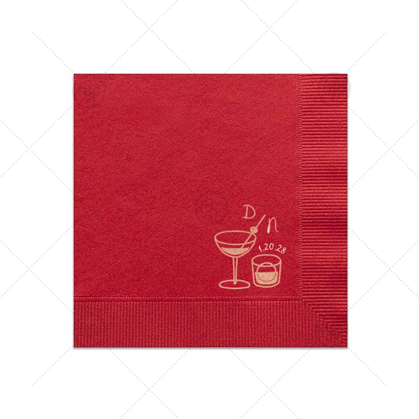 His & Hers Cocktails Napkin Cocktail Napkin (Foil)