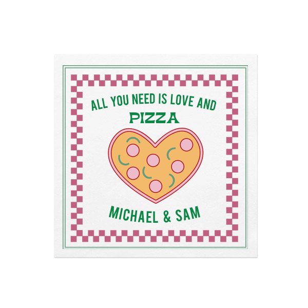 Love and Pizza Full Color Napkin Luncheon Napkin (Photo)