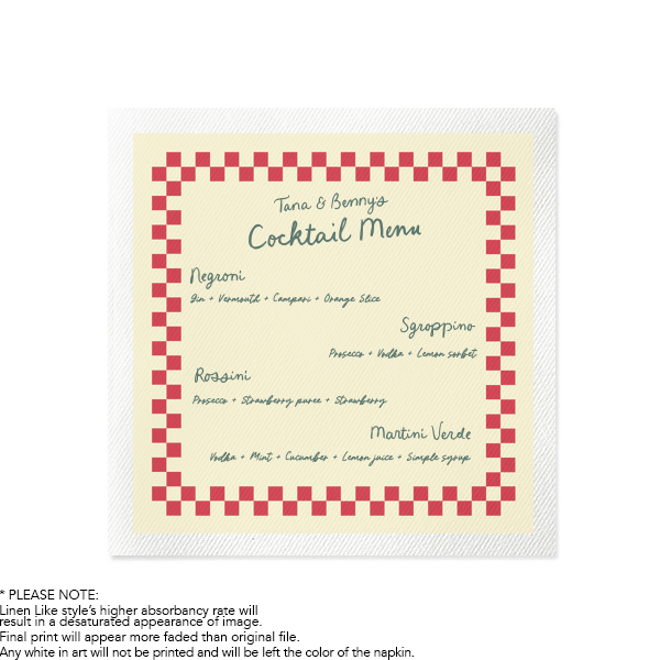 Pizza Parlor Menu Photo Napkin Luncheon Napkin (Photo)