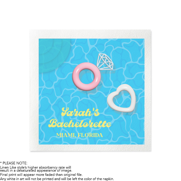 Bachelorette Pool Party Full Color Napkin Cocktail Napkin (Photo)