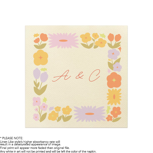 Flower Garden Border Photo Napkin Custom Photo Cocktail Napkins
