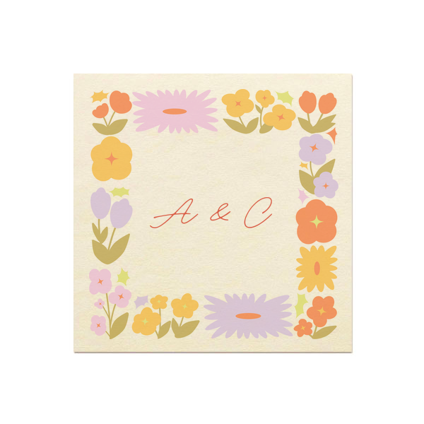 Flower Garden Border Photo Napkin Luncheon Napkin (Photo)