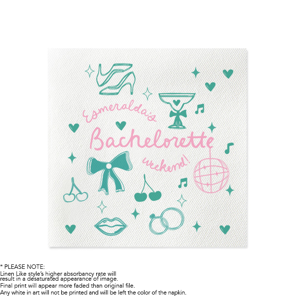 Bachelorette Doodles Photo Napkin Cocktail Napkin (Photo)