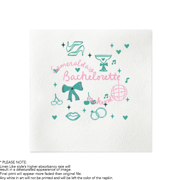 Bachelorette Doodles Photo Napkin Luncheon Napkin (Photo)