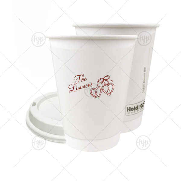 Heart Locket Cup 12-oz. Double Wall Paper Hot Cup (Ink)
