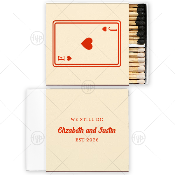 Heart Playing Card Anniversary Matchbox Two-Chamber Matchbox (Foil)
