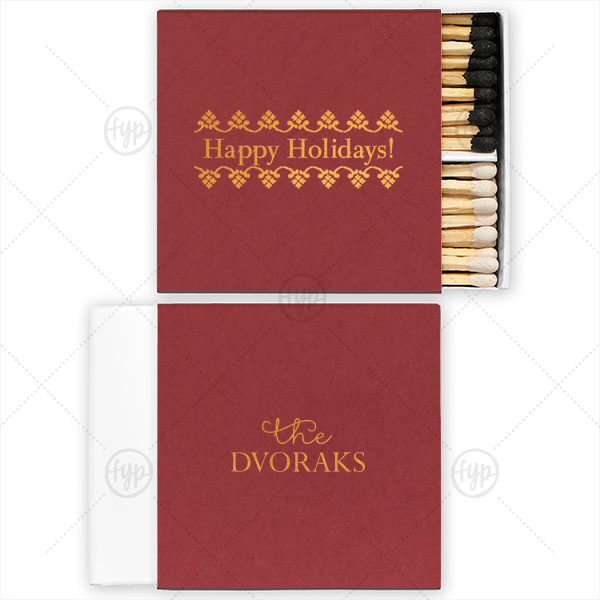 Happy Holidays Family Name Matchbox Two-Chamber Matchbox (Foil)