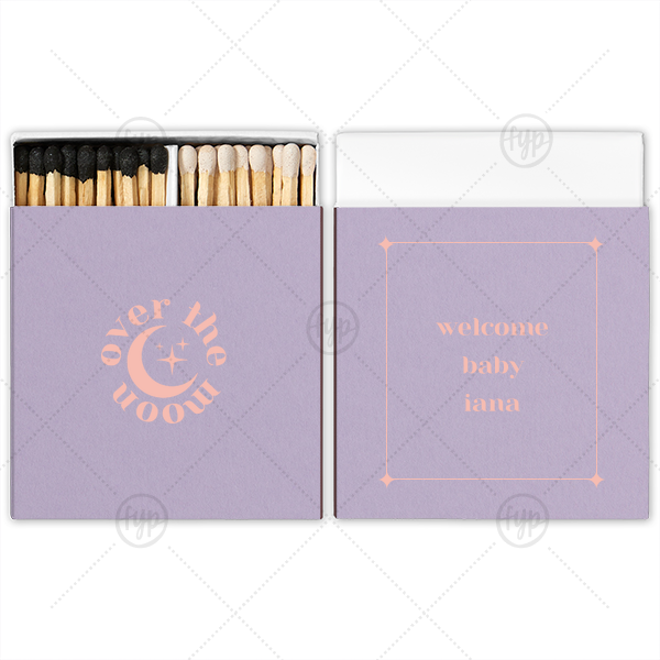 Over the Moon Baby Shower Matchbox Two-Chamber Matchbox (Foil)