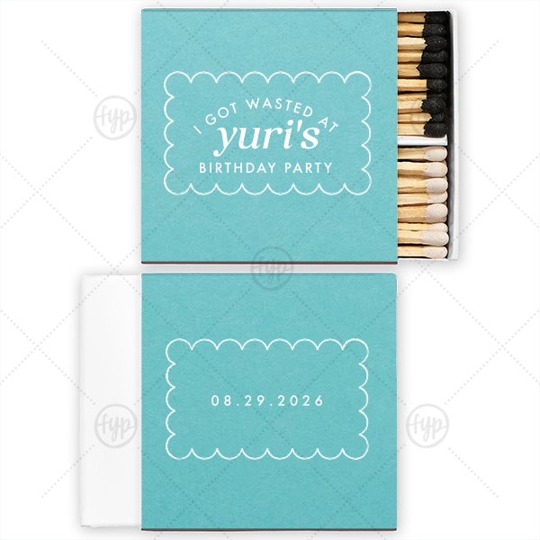 Scalloped Frame Birthday Matches Two-Chamber Matchbox (Foil)