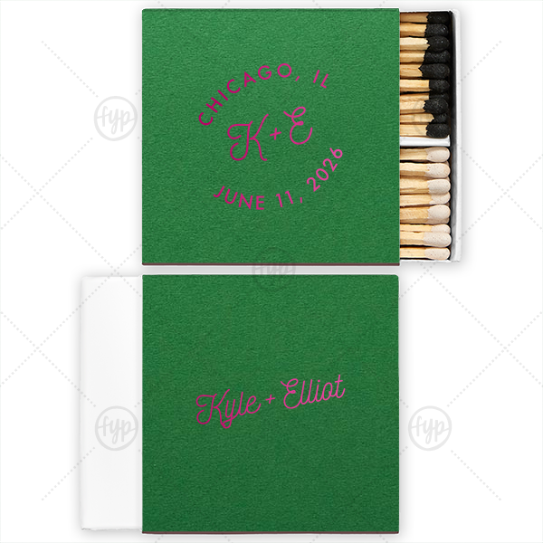 Bespoke Logo Initials Stamp Wedding Match Two-Chamber Matchbox (Foil)