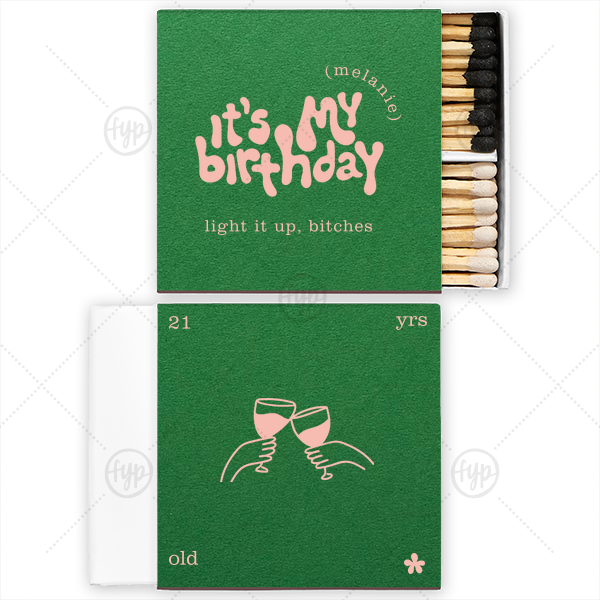 It's My Birthday Cheers Matches Two-Chamber Matchbox (Foil)