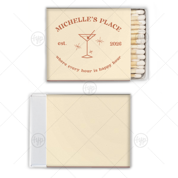 Where Every Hour Is Happy Hour Matches Square Matchbox (Foil)