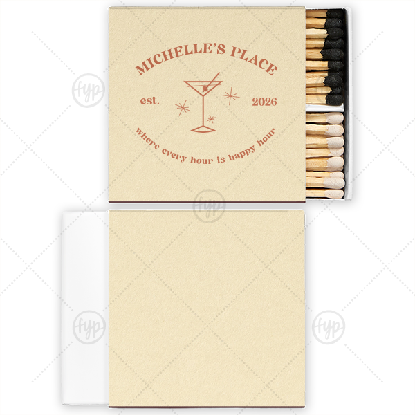 Where Every Hour Is Happy Hour Matches Two-Chamber Matchbox (Foil)