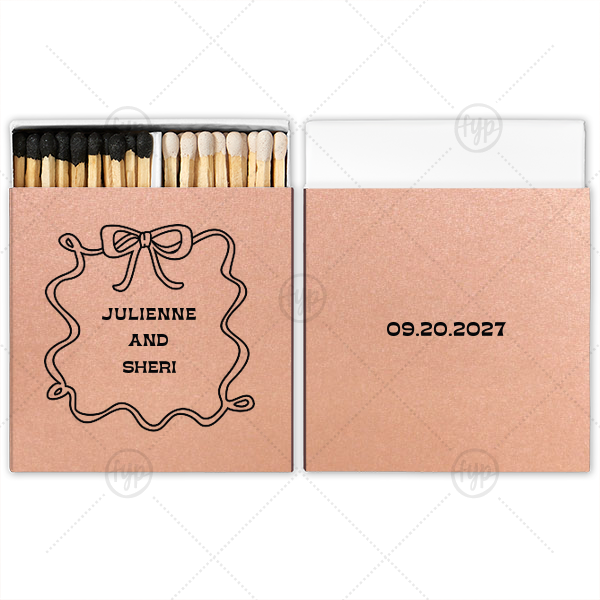 Bows and Vows Frame Matchbook Two-Chamber Matchbox (Foil)
