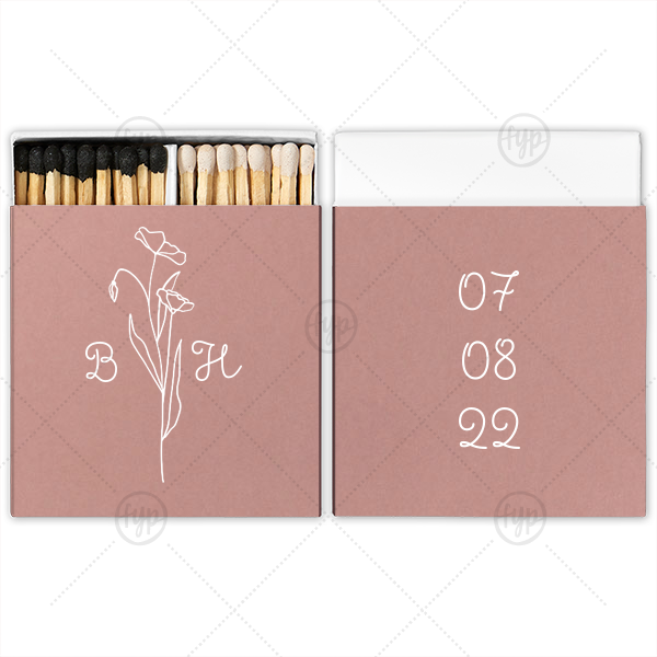 Script Floral Initials match Two-Chamber Matchbox (Foil)