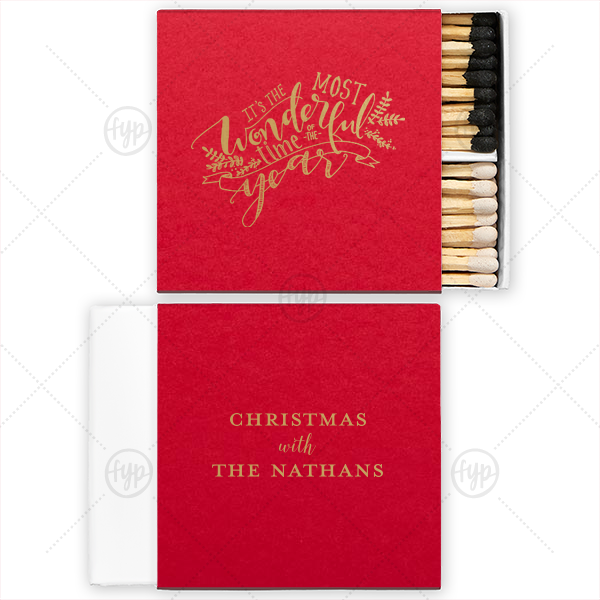 The Most Wonderful Time Holiday Matchbox Two-Chamber Matchbox (Foil)