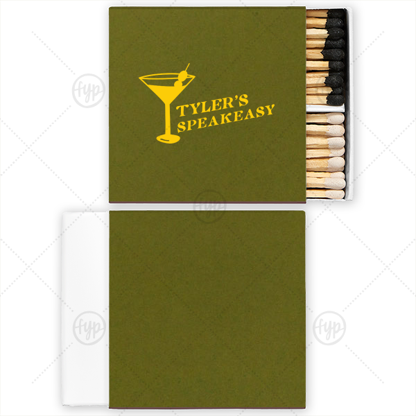 Retro Martini Speakeasy Matchbook Two-Chamber Matchbox (Foil)